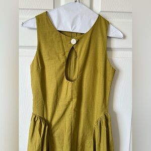 Mustard Sleeveless Dress with Button Detail